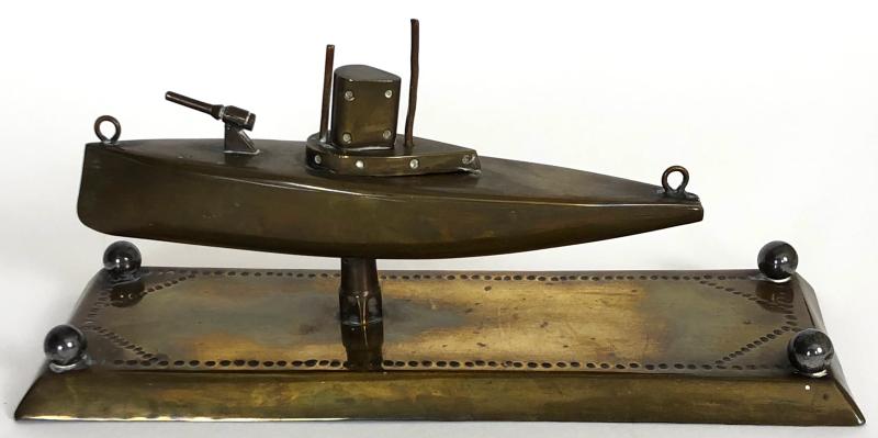 WW1 Royal Navy Submarine Boat scratch-built brass ornament