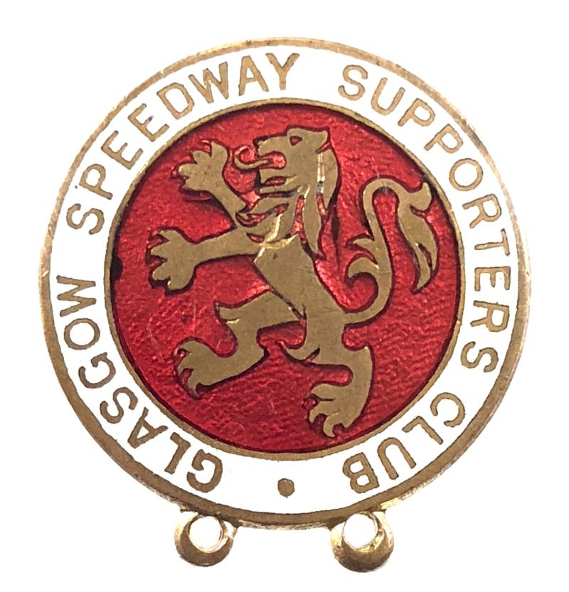 Glasgow Speedway Supporters Club badge ci1937 Scottish Lion pattern