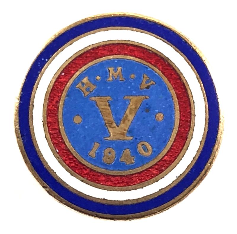 His Masters Voice HMV 1940 on war service badge
