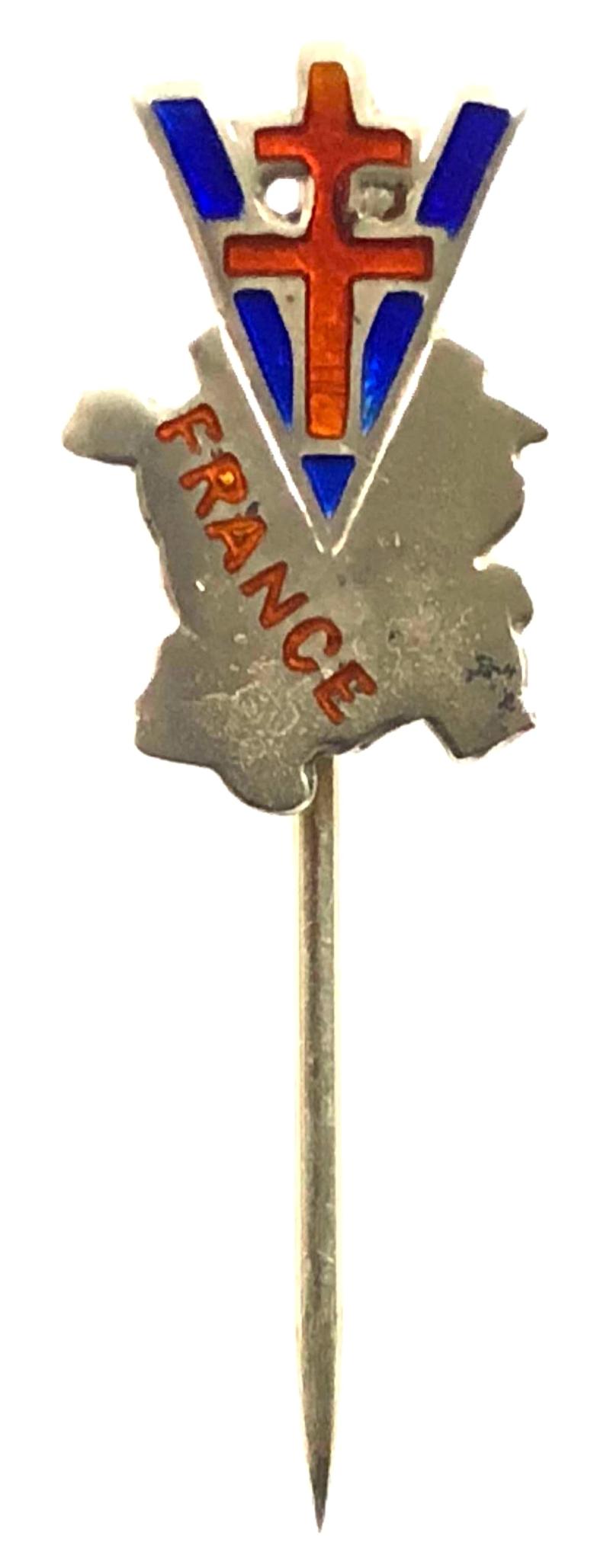 WW2 Free French Cross of Lorraine Victory France stick pin badge
