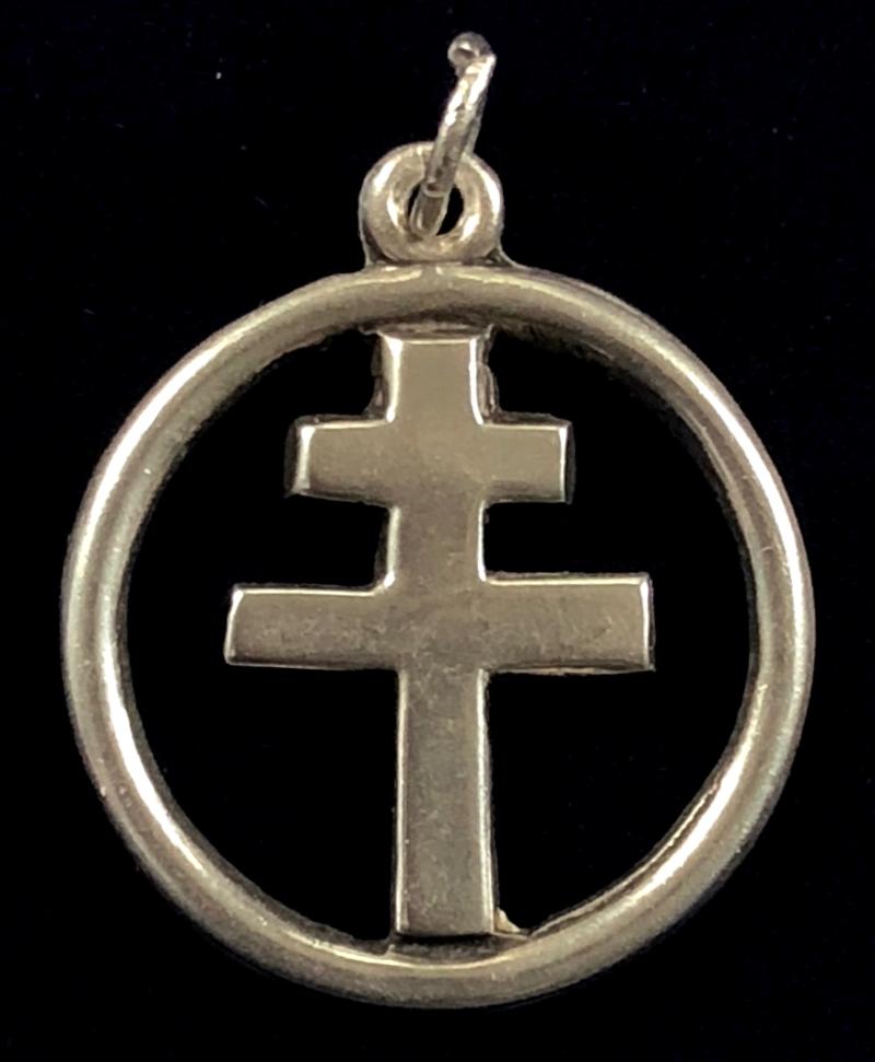 Free French 'Cross of Lorraine' pendant supporters badge