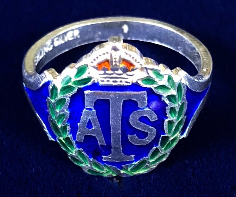 Auxiliary Territorial Service silver and enamel ATS ring
