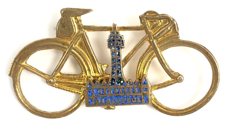 Cyclists Touring Blackpool Tower souvenir badge