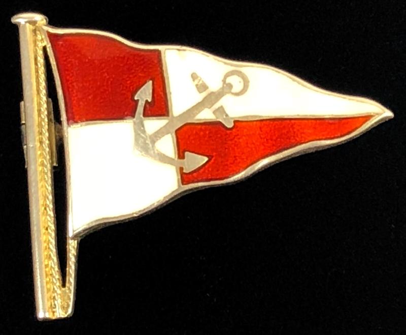 Torbay Saling Club silver ripple pennant enamel flag brooch Paignton Devon