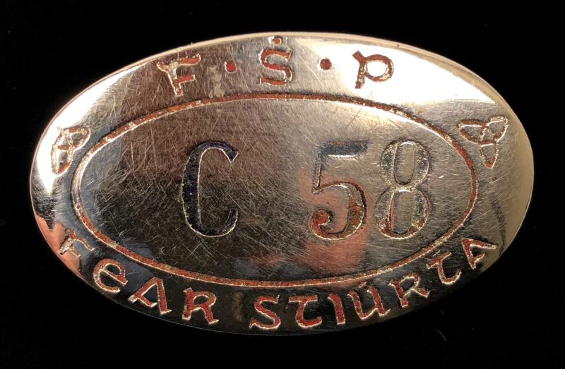 FSP Fear Stiúrta Irish Dublin tramcar conductor Public Service Vehicle badge C 58