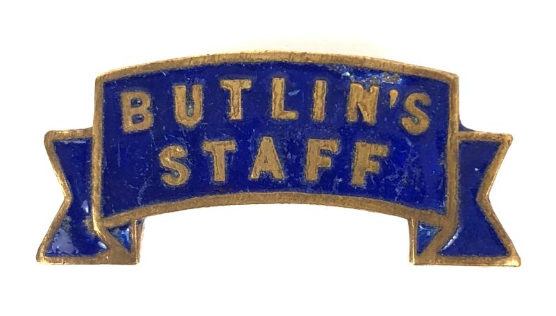 Butlins holiday camp blue ribbon scroll STAFF badge