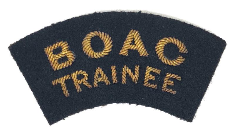 BOAC Airline Trainee gold bullion embroidered shoulder title uniform badge
