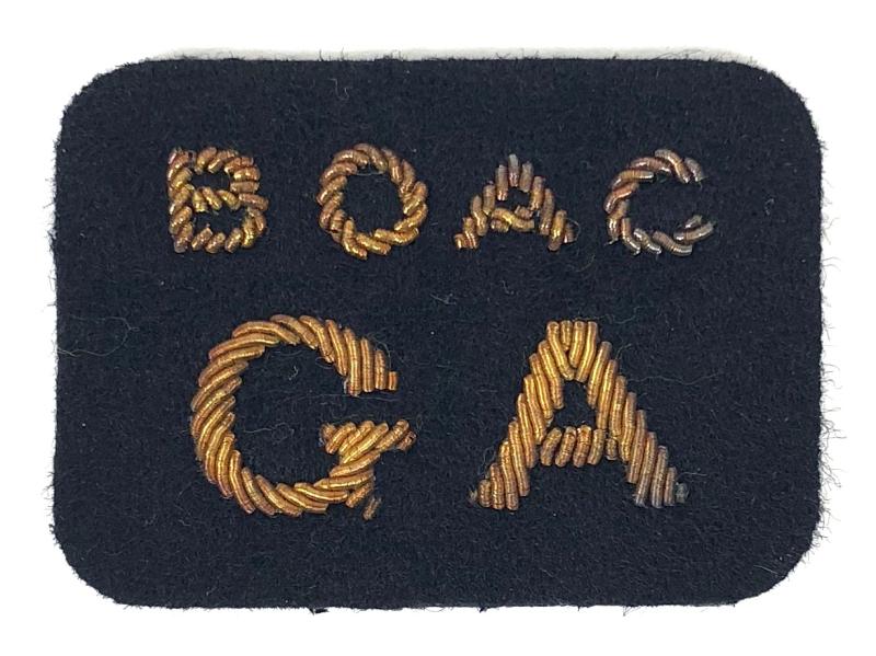 BOAC Airline 'G A' gold bullion embroidered uniform badge