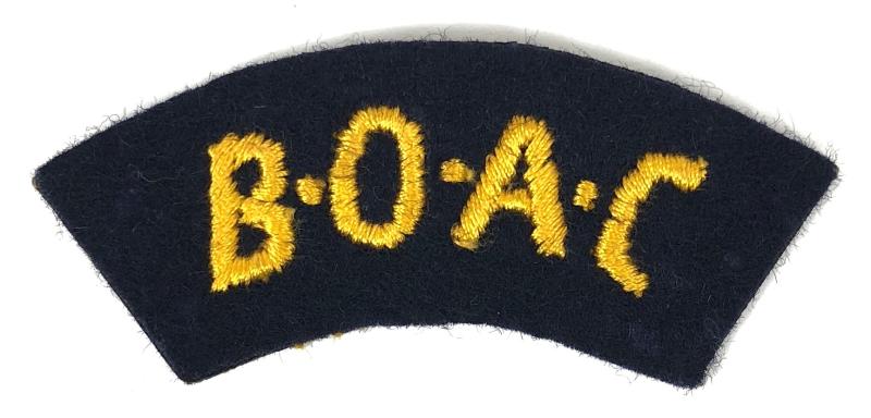B.O.A.C Airline gold silk embroidered shoulder title uniform badge