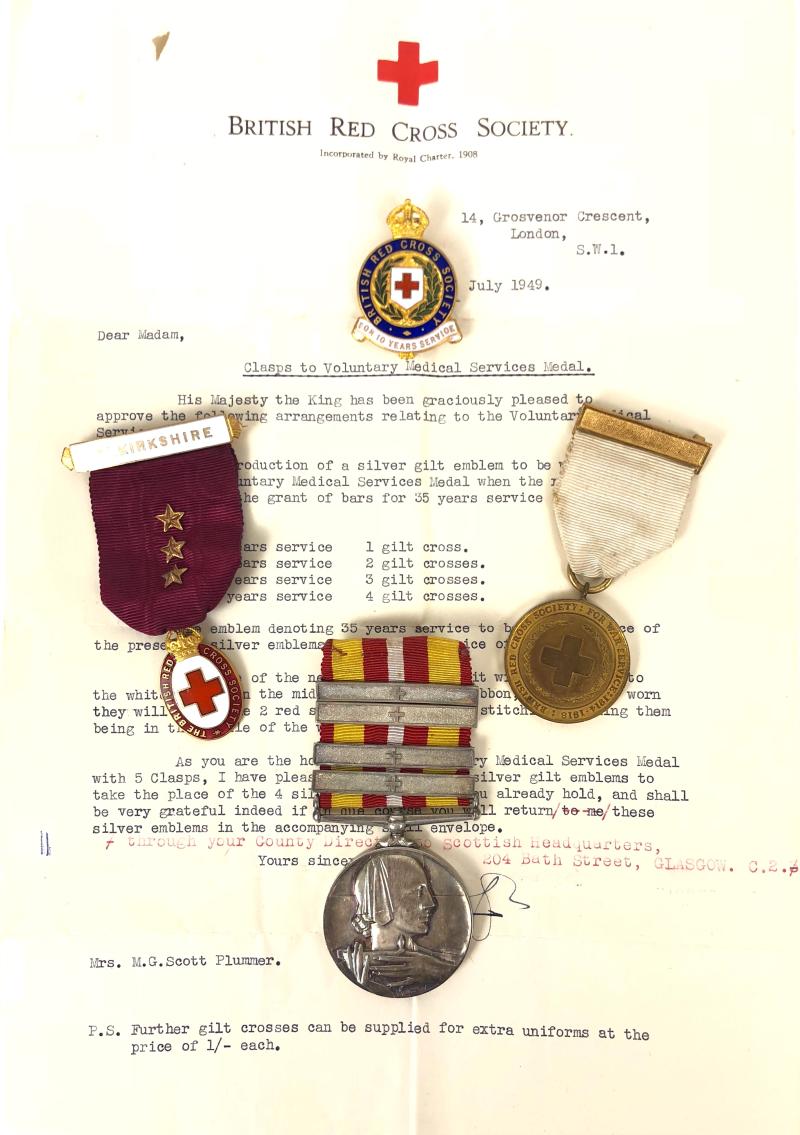 British Red Cross War Service, Voluntary Medical Service & Selkirkshire President group of medals