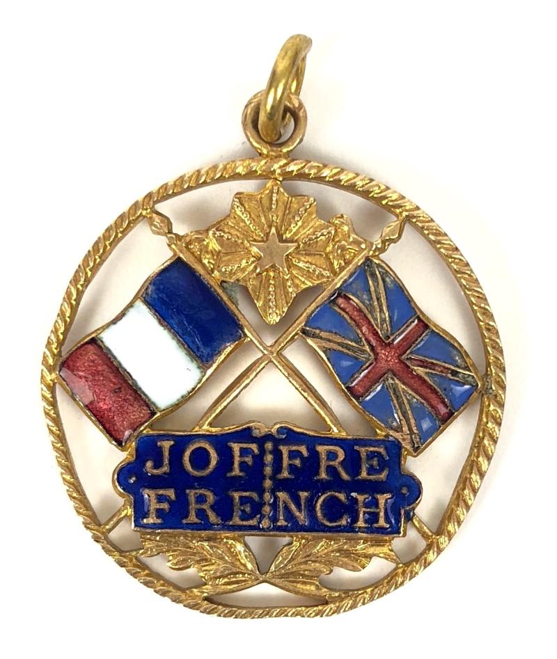 Britain France Patriotic Flags Gen JOFFRE / FRENCH pendant badge