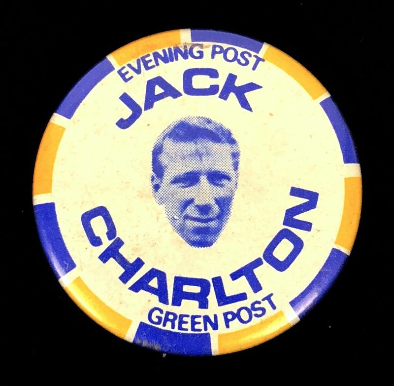 Leeds United Football Club Jack Charlton celluloid tin button badge c.1960's