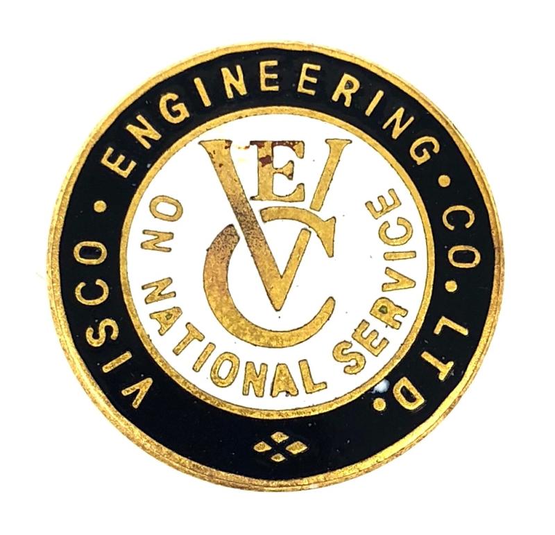 WW2 Visco Engineering Co Ltd On National Service low issue numbered badge
