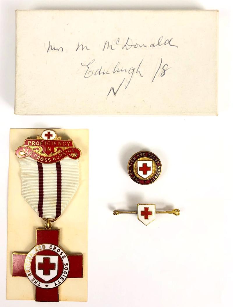 British Red Cross Society Proficiency in Nursing medal & named box Edinburgh Scotland