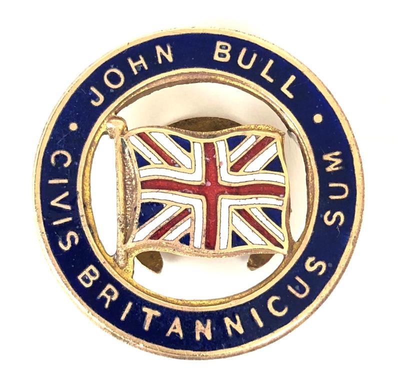 John Bull 'Civis Britannicus Sum' Patriotic Union Flag Badge