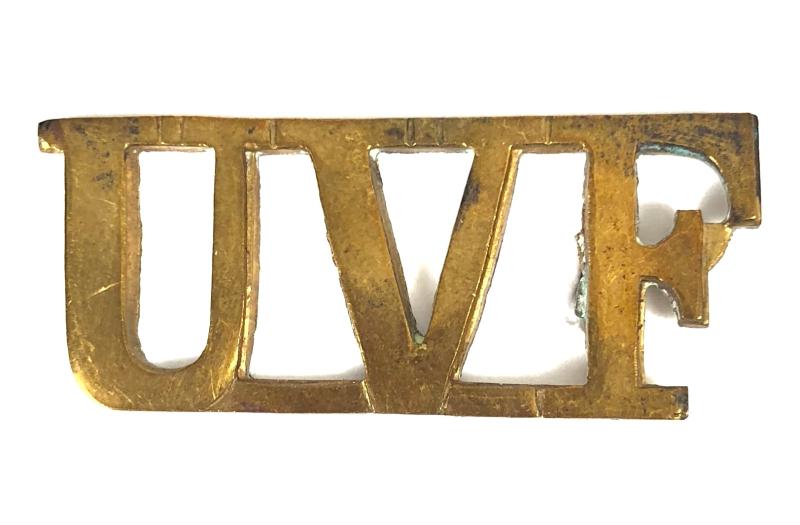 Ulster Volunteer Force UVF brass shoulder title badge