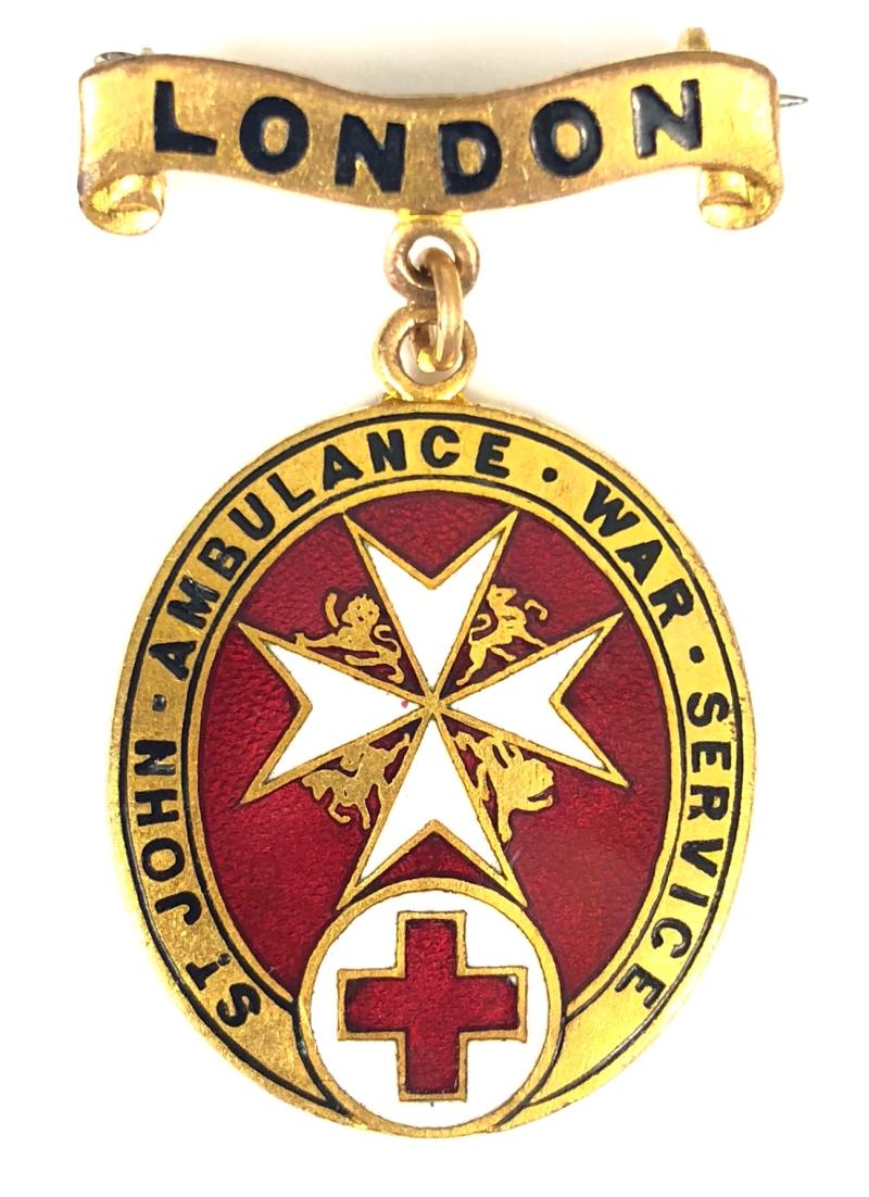 WW1 BRCS & Order of St John LONDON overseas war service badge
