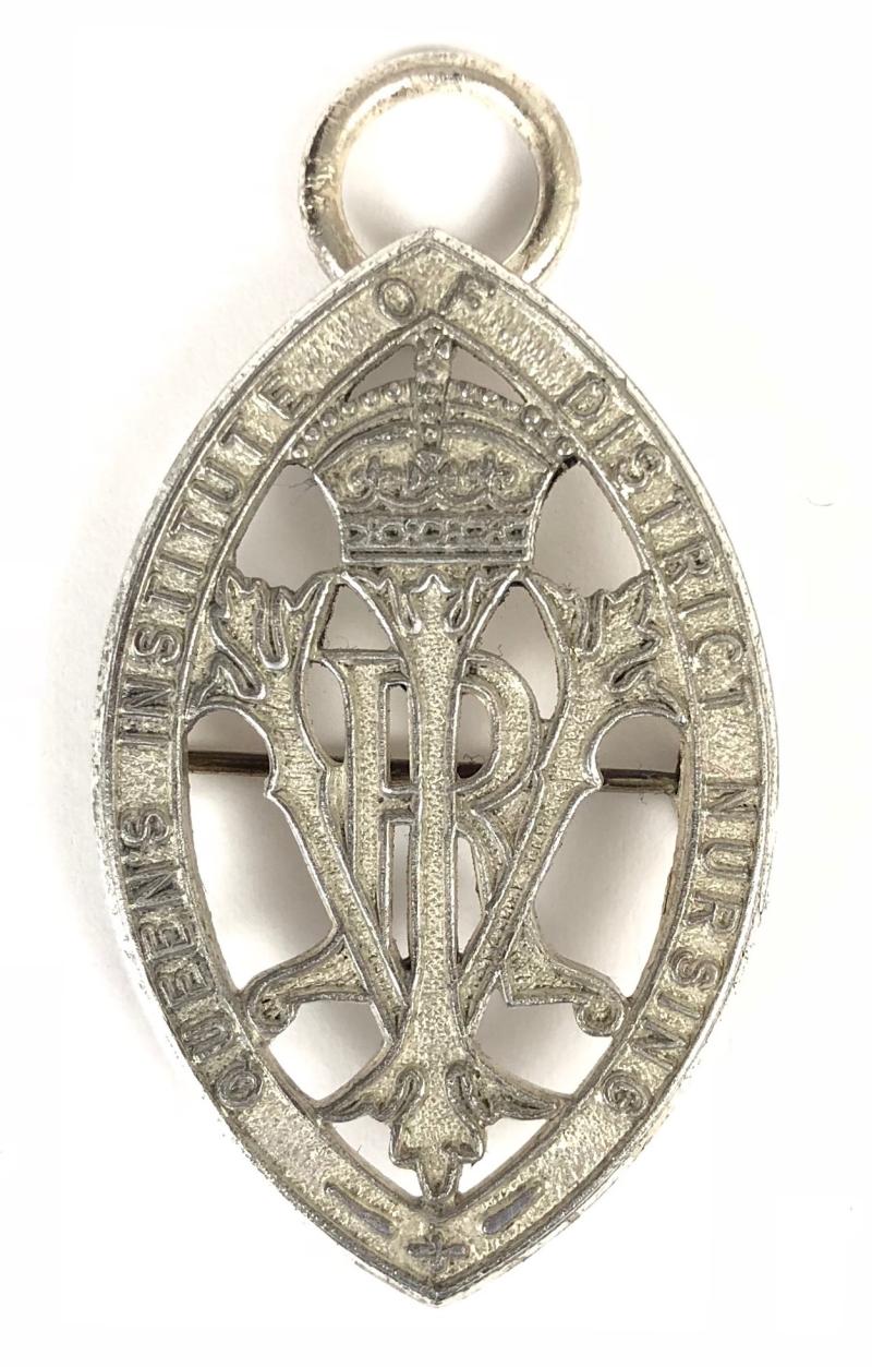 Queens Institute of District Nursing 1960 silver nurses badge