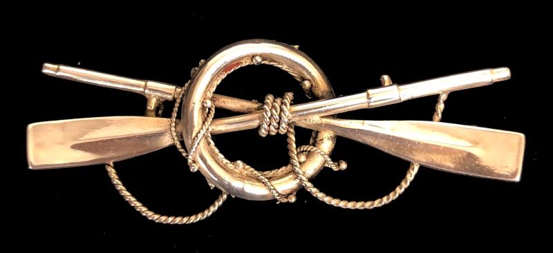 1894 Rowing Club crossed oars & bouy hollw silver brooch