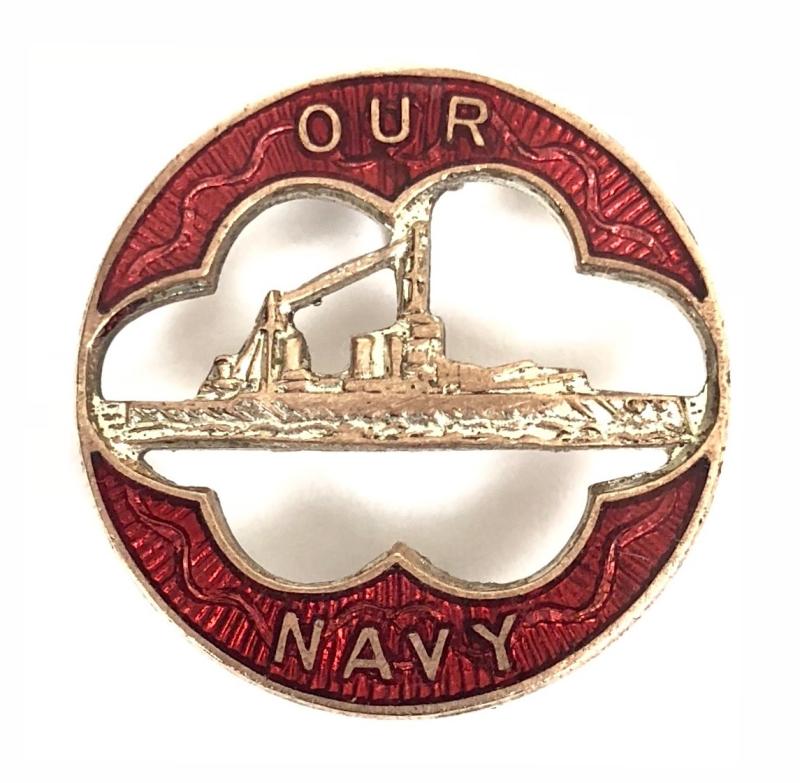 WW2 OUR NAVY patriotic battleship naval badge by H.W.Miller