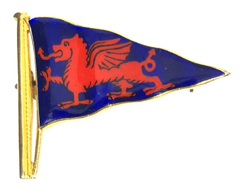 Royal Anglesly Yacht Club 1986 9ct gold ripple pennant burgee brooch North Wales