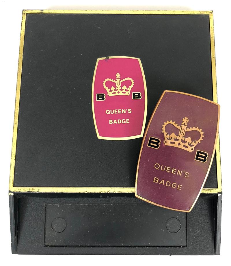 Boys Brigade The Queens Badge 1968 to 1984 enamel award with presentation case