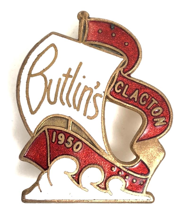 Butlins 1950 Clacton Holiday Camp sailing boat badge