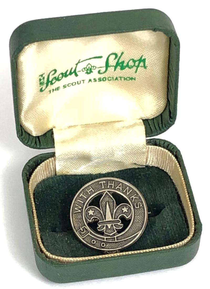 Boy Scouts With Thanks 1983 Hm silver badge and case