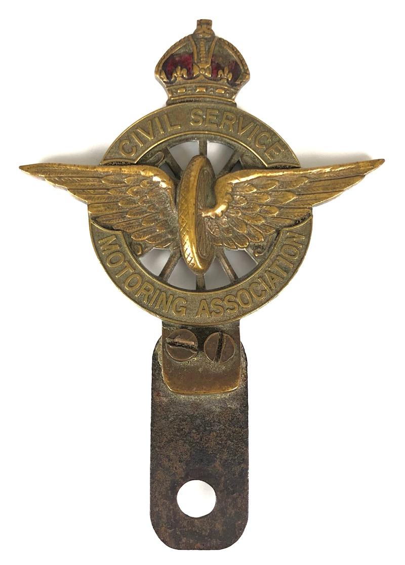 Civil Service Motoring Association Car Bumper Badge by Collins of London.