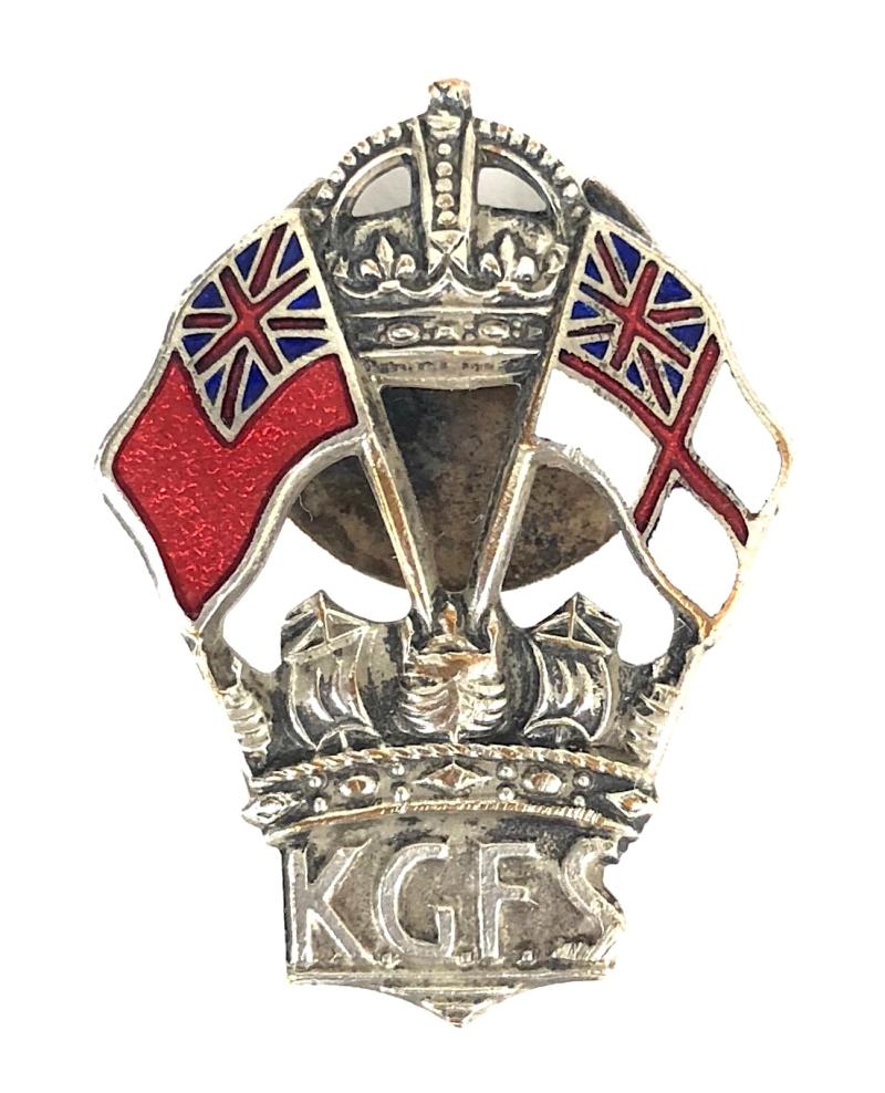 King George's Fund for Sailors KGFS Naval Red & White Ensign Badge by H.W.MILLER LTD