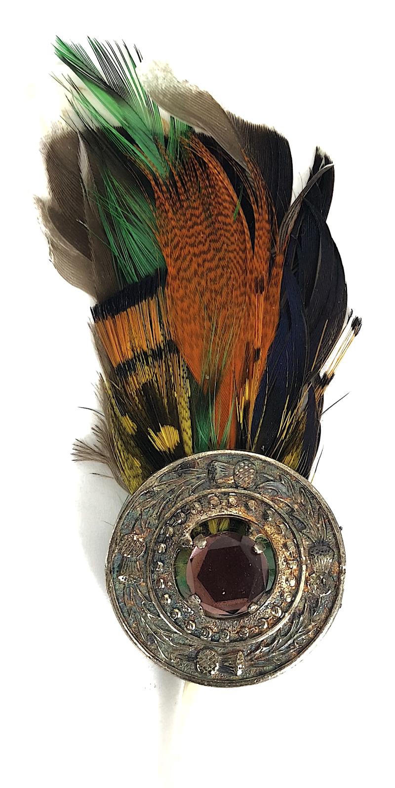 Scottish Shooting Party Ladies Feather Bonnet Badge or Brooch