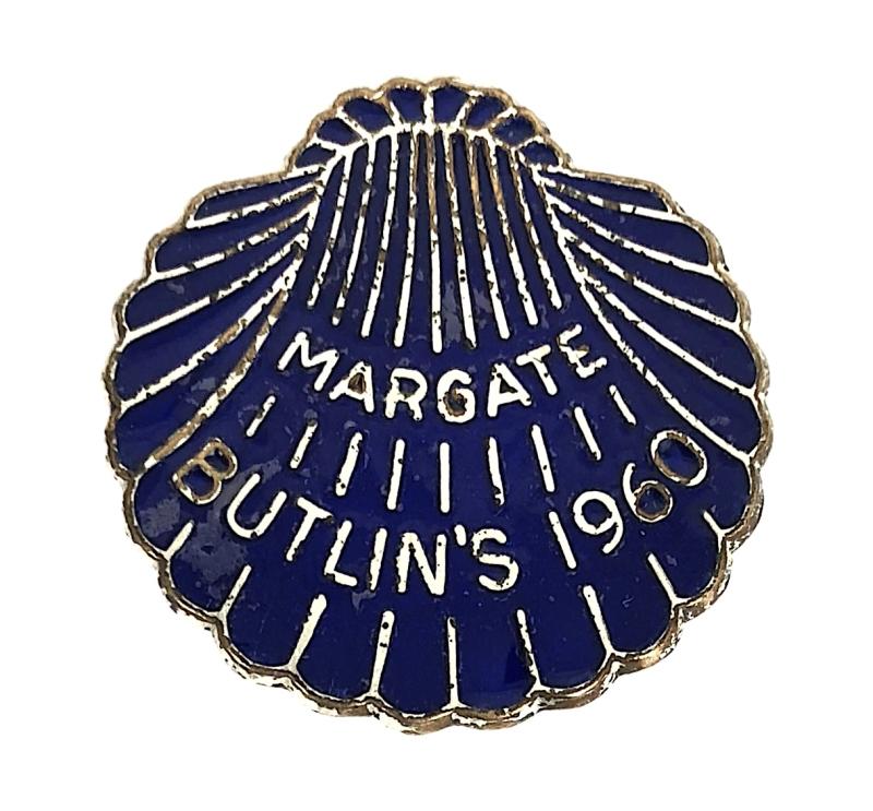Butlins 1960 Margate Holiday Camp blue scallop shell badge