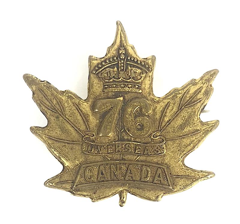 WW1 Canadian CEF 76th Infantry Battalion Pin Badge P.W.Ellis & Co Ltd 32mm.