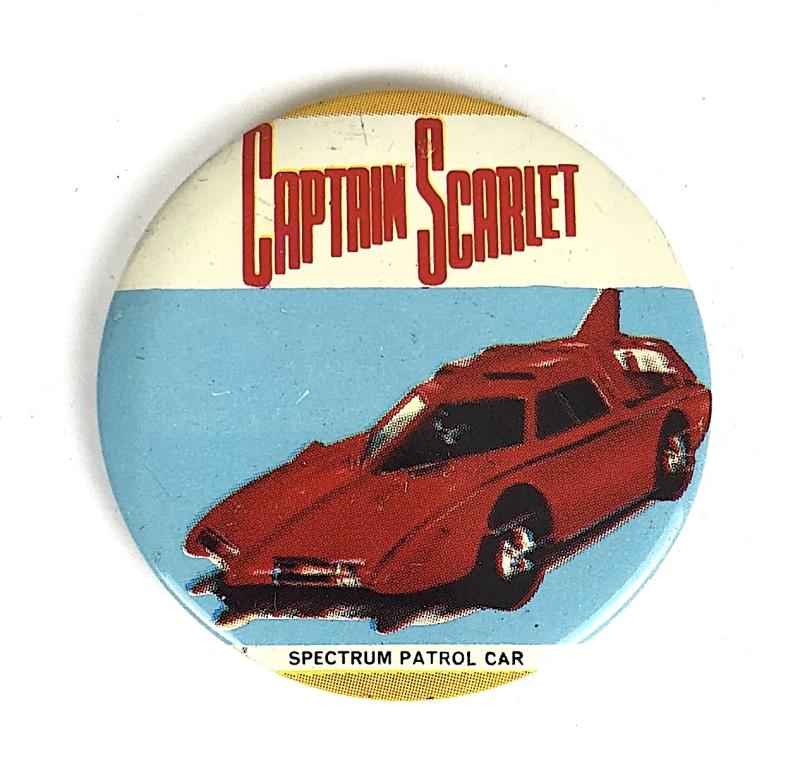 Captain Scarlet Spectrum Patrol Car tin button badge c.1960