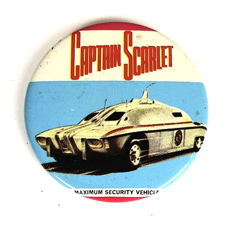 Captain Scarlet Spectrum Maximum Security Vehicle tin button badge c.1960