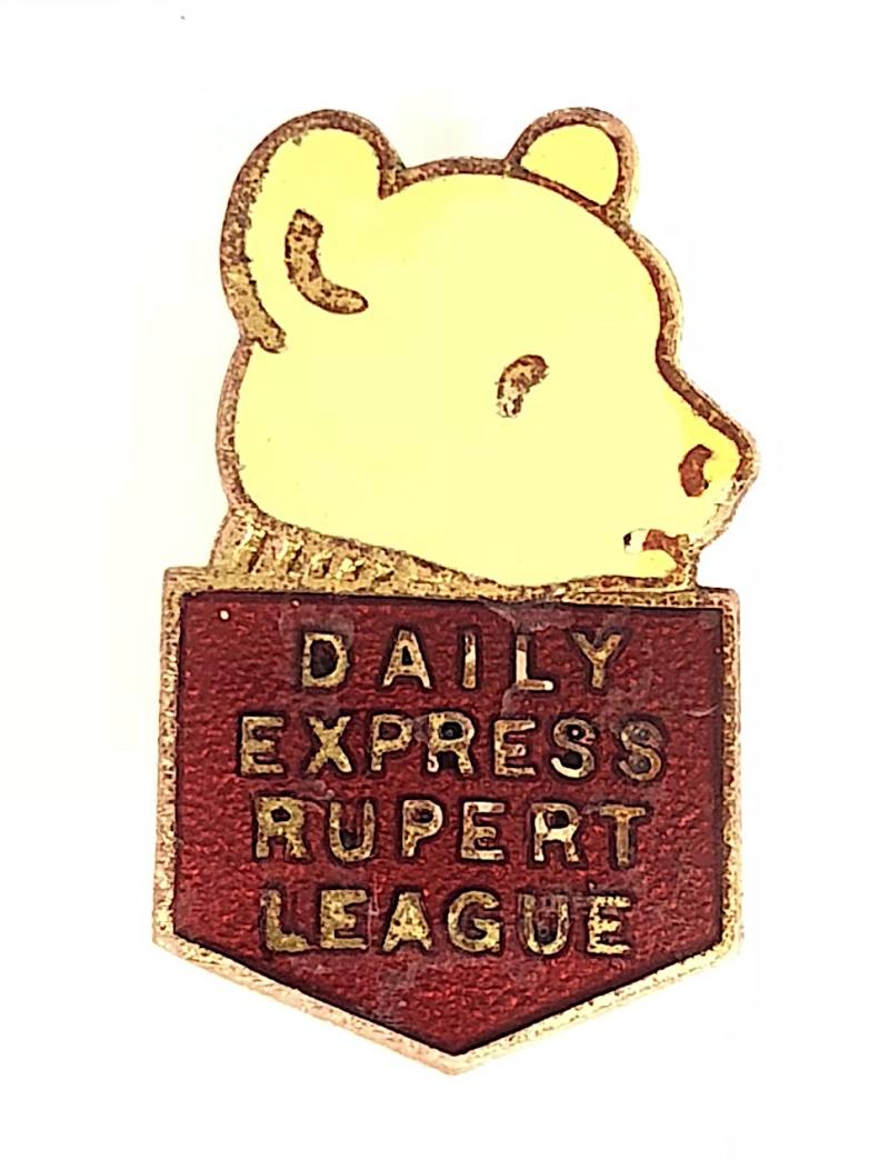Daily Express Newspaper Rupert Bear League childrens club badge J.R.Gaunt London.