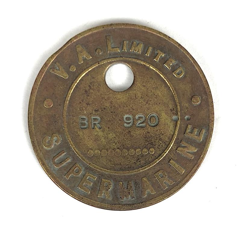 Vickers Armstrong Ltd Supermarine Aircraft Factory check token