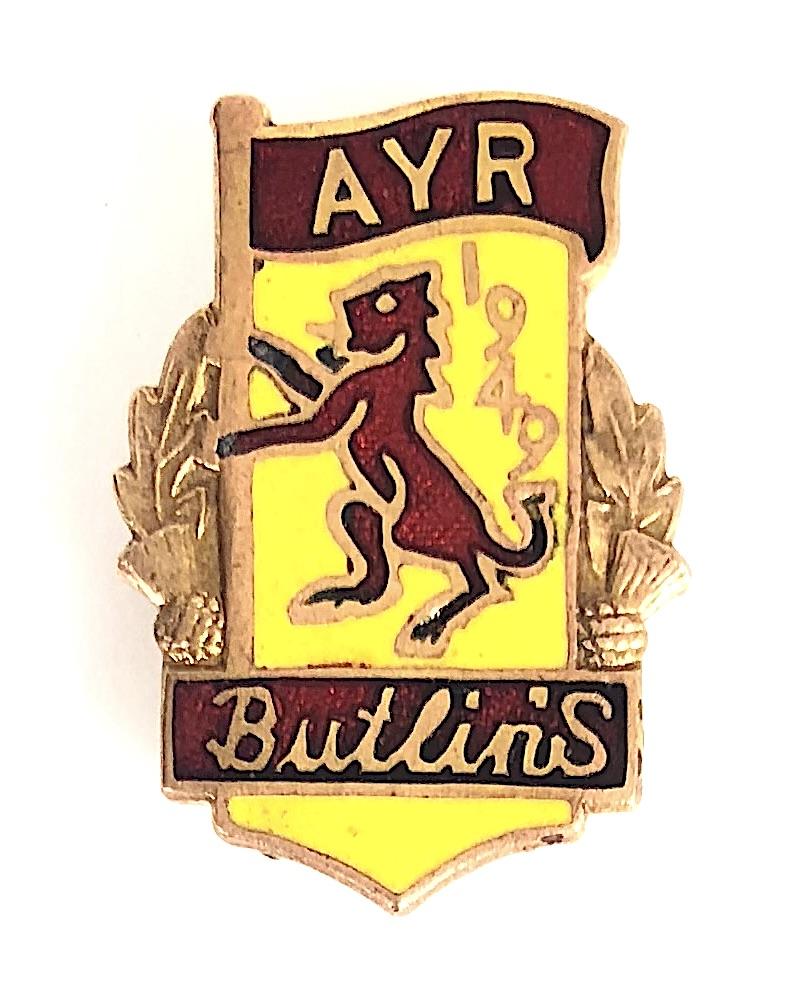 Butlins 1949 Ayr Holiday Camp Scotland lion and flag badge