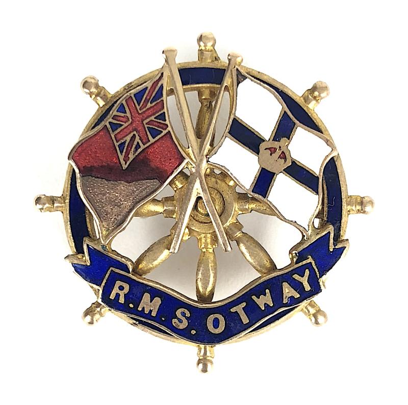 R.M.S. Otway Orient Line ships wheel badge torpedoed and sunk by German U-boat
