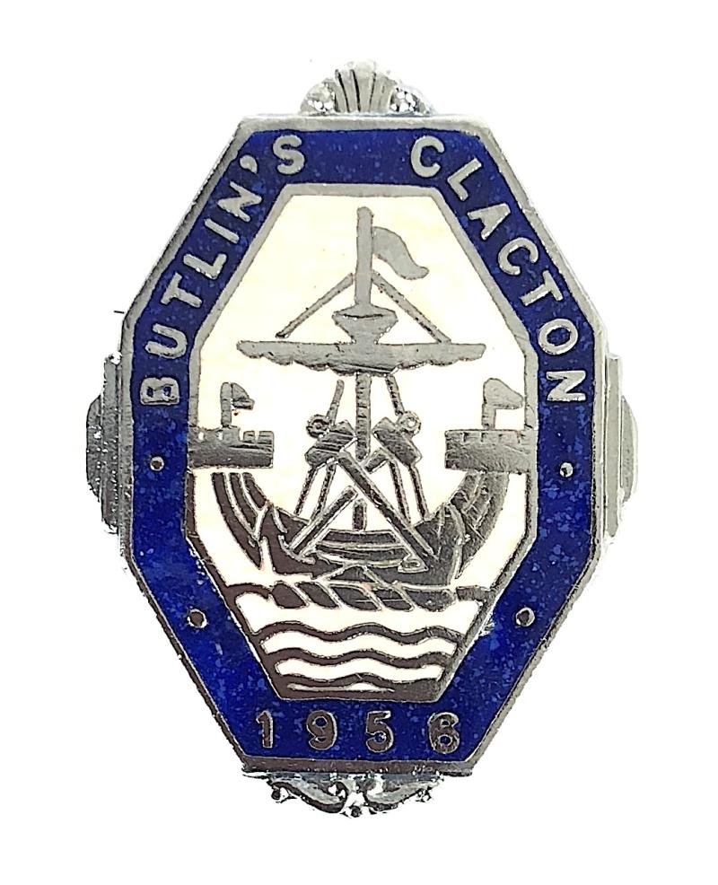 Butlins 1956 Clacton holiday camp sailing ship octagonal badge