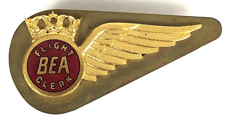 BEA British European Airways Flight Clerk Winged Badge c1946 to 1974