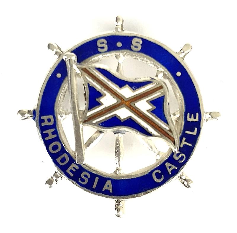 S S Rhodesia Castle 1953 Hm silver ships wheel badge 1951 to 1967