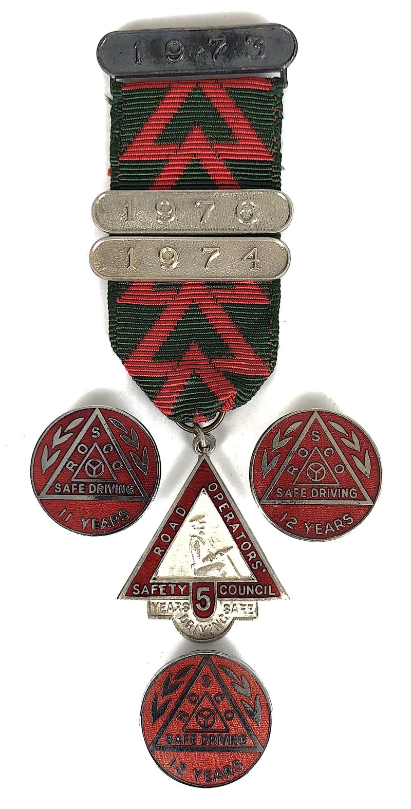 1973 Road Operators Safety Council 5 Years Safe Driving Medal & Badges