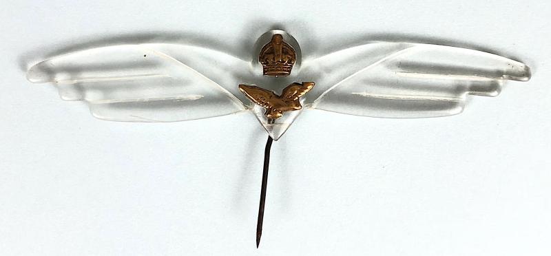 WW2 Spitfire Fighter Plane salvaged perspex pilots wing fundraising badge