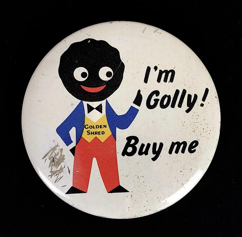 Robinsons I'm  Golly ! Buy Me large tin button badge Black Bowtie