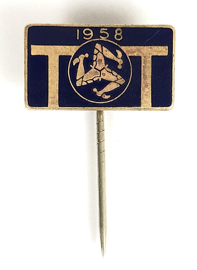 I.O.M. TT 1958 motorcycle racing badge B'Ham Medal & Badge Co Ltd