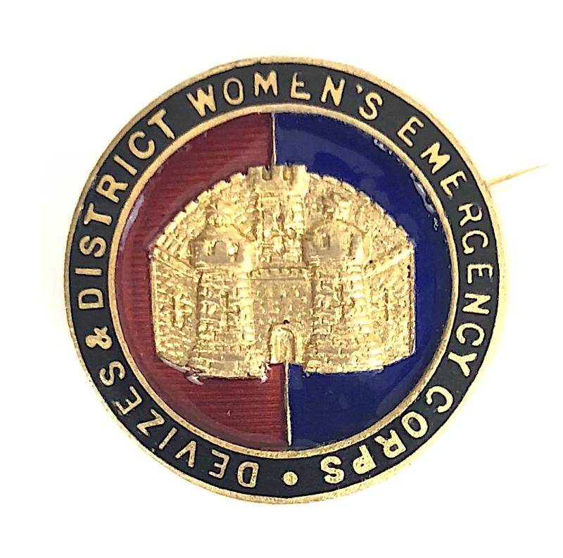 WW1 Devizes & District Women's Emergency Corps war workers badge Wiltshire