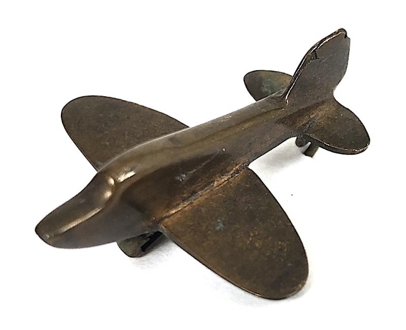 WW2 Spitfire Fighter Plane copper penny fundraising badge