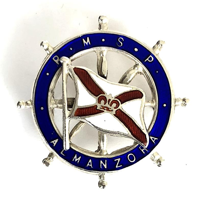 RMSP Almanzora shipping line silver ships wheel badge by Mappin & Webb