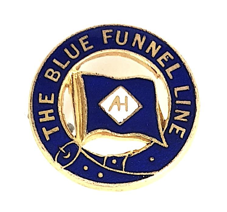 Alfred Holt Blue Funnel Line gilt and enamel pin badge J.R.Gaunt London
